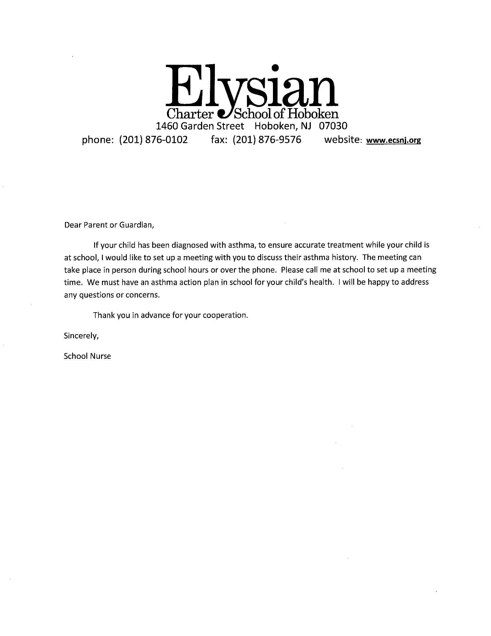 Asthma Action Plan Elysian Charter School